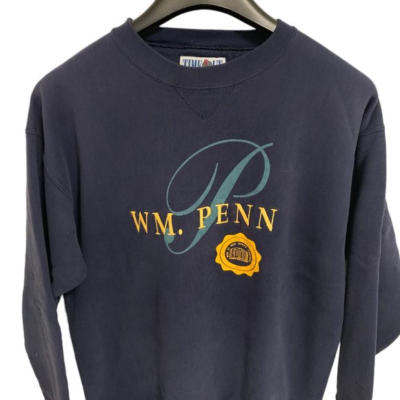 Vintage Timeout WM. Penn Heavyweight Crew Neck Sweatshirt Size Large Nav… - Picture 1 of 7